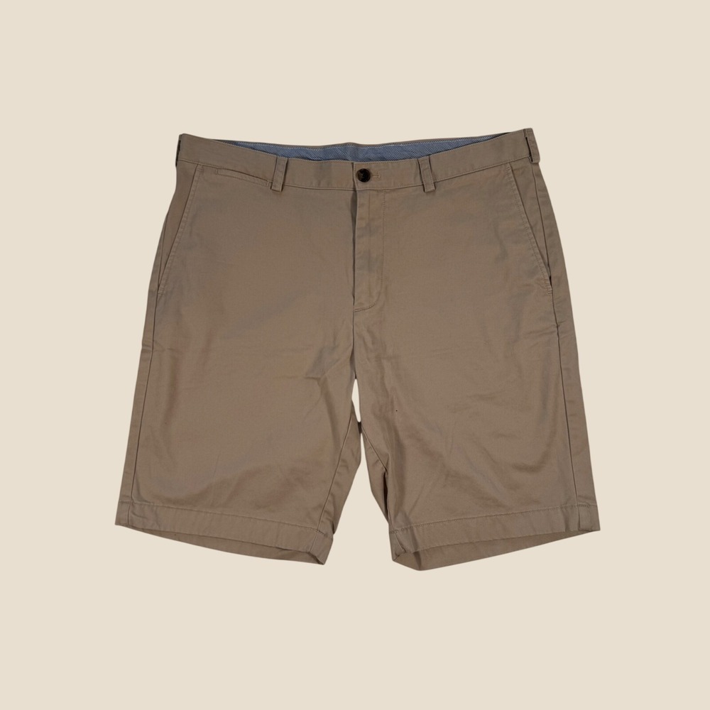 Brooks Brothers 1818 Mens Khaki Chino Shorts Tan W38 Preppy Casual Golfwear